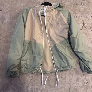 Columbia Beige and Light Green Fleece- Lined Jacket
